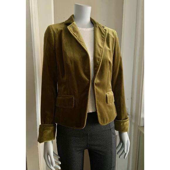 JCREW Green Velvet Crop Jacket Womens sz 6 - Picture 1 of 14